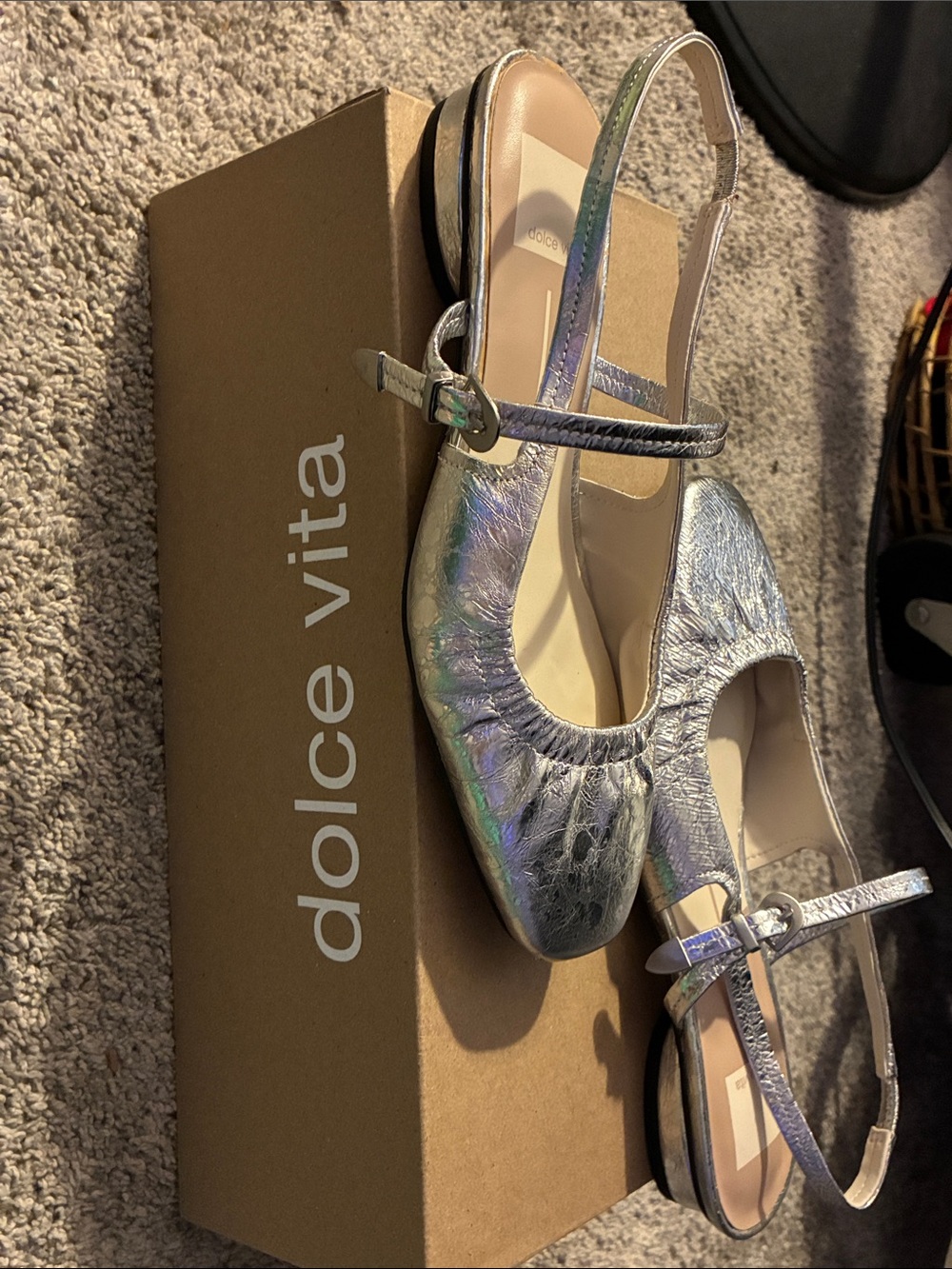 Dolce Vita Iridescent Silver Slingback Flats